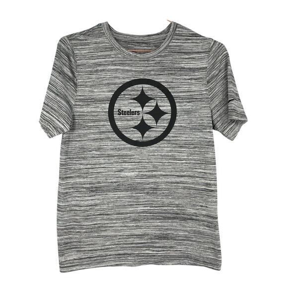 Nike Dri Fit NFL Pittsburgh Steelers T-shirt Womens Large Gray Black Space Dye - Picture 1 of 9